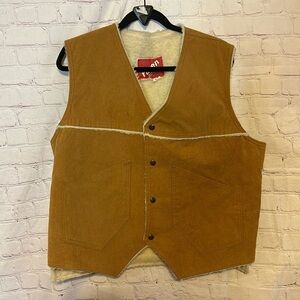 Vintage Raven Sherpa Lined Button Up Men's Workwear Vest sz XL